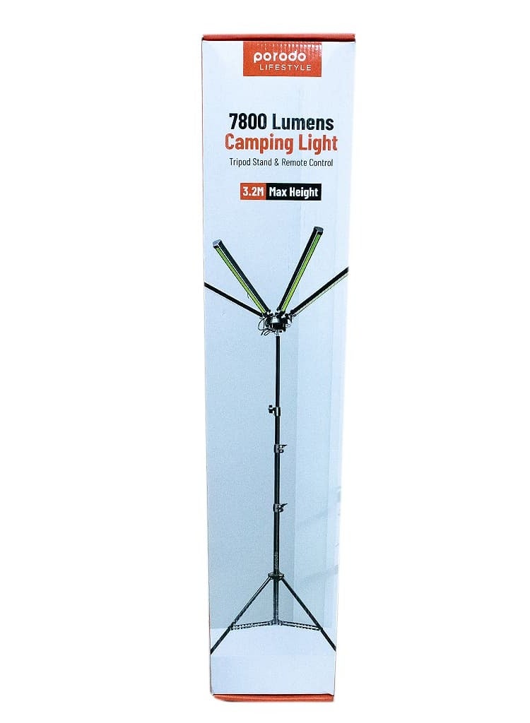 Porodo 7800 Lumens Camping Light With Tripod And Remote Control